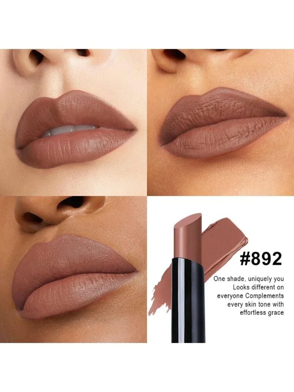 Women's 892# Nude Brown Long Lasting Waterproof Velvet Matte Stick Lipstick